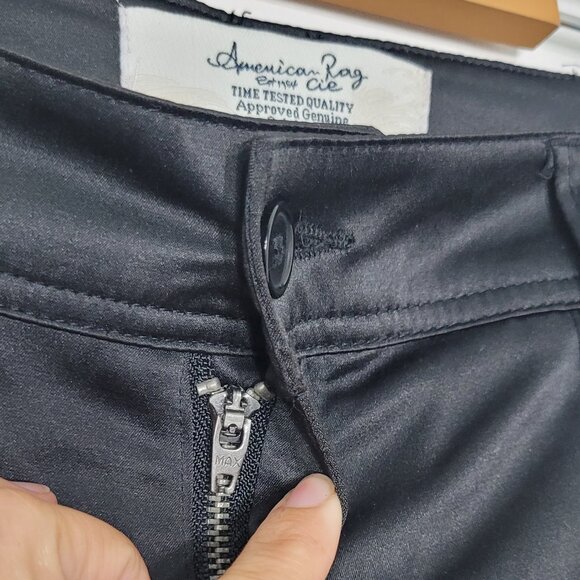 American Rag Black Cargo Pockets Cotton Blend Satin Straight Zip Bottom Pant 3 - Picture 8 of 14